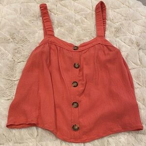Express Coral Button-Down Top